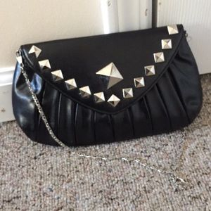 Black studded evening clutch purse